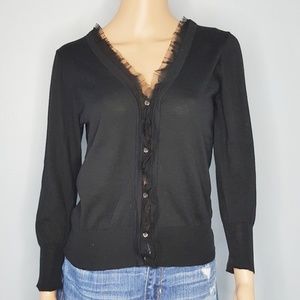 J.Crew Cotton-wool ruffled placket cardigan